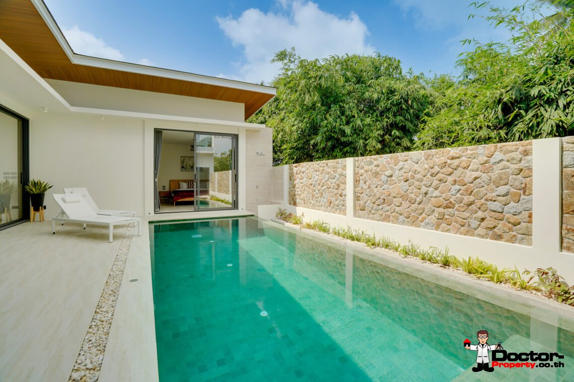 New 4 Bedroom Pool Villa with Partial Sea View in Bang Rak, Koh Samui – For Sale